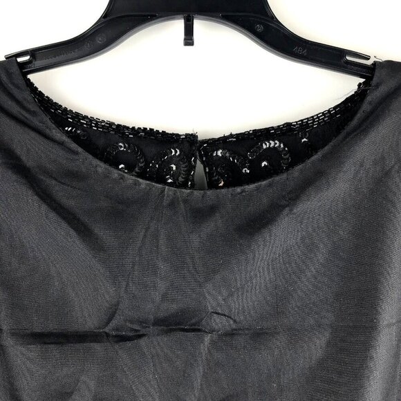 Vtg Jean For Joseph Le Bon Black Sequin Beaded Silk Blouse Sz 12 Party Cocktail - Picture 10 of 12